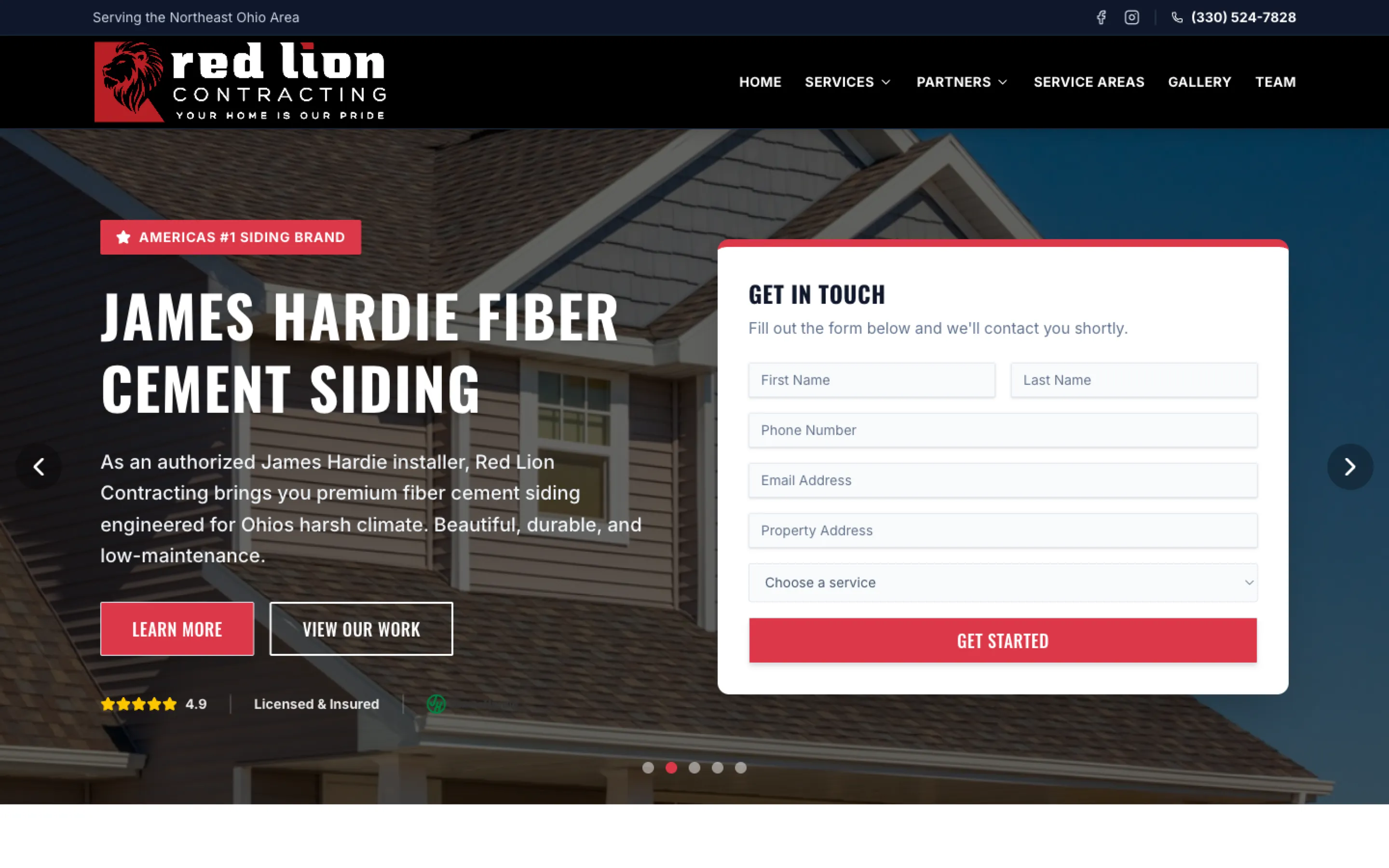 Red Lion Contracting landing page
